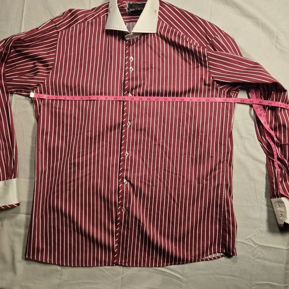 Axxess Red Stripe Egyptian Cotton Modern Fit Button-Down Shirt XL, No Size Tag